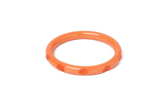 Splendette vintage inspired 1940s style carved peachy orange fakelite Narrow Apricot Bangle