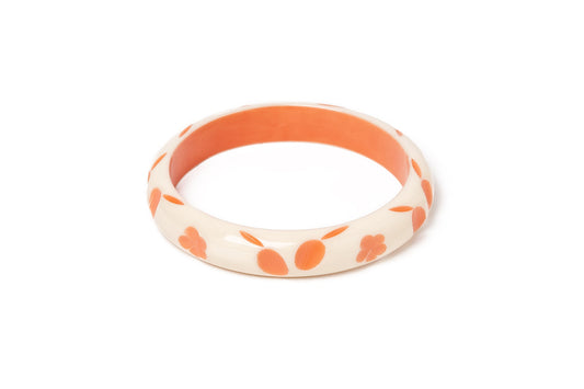 Splendette vintage inspired 1940s style carved peachy orange fakelite larger size Midi Apricot Cream Duchess Bangle