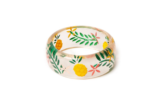 Splendette vintage inspired 1950s tropical retro style Wide Pineapple Clear Bangle