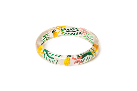 Splendette vintage inspired 1950s Retro tropical style larger size Midi Pineapple Clear duchess Bangle
