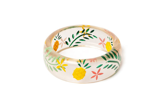 Splendette vintage inspired 1950s tropical retro style Wide Pineapple Clear Duchess Bangle