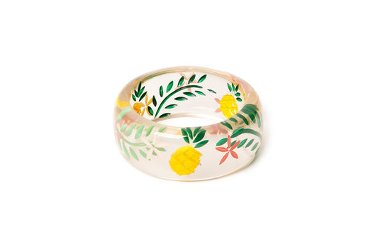 Splendette vintage inspired 1950s retro tropical style smaller size Wide Pineapple Clear Maiden Bangle