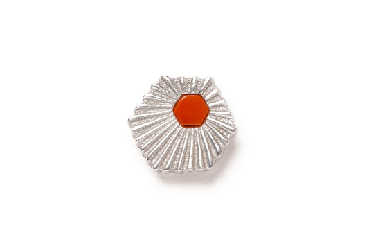 Splendette vintage inspired 1960s style orange and silver Rust Brooch