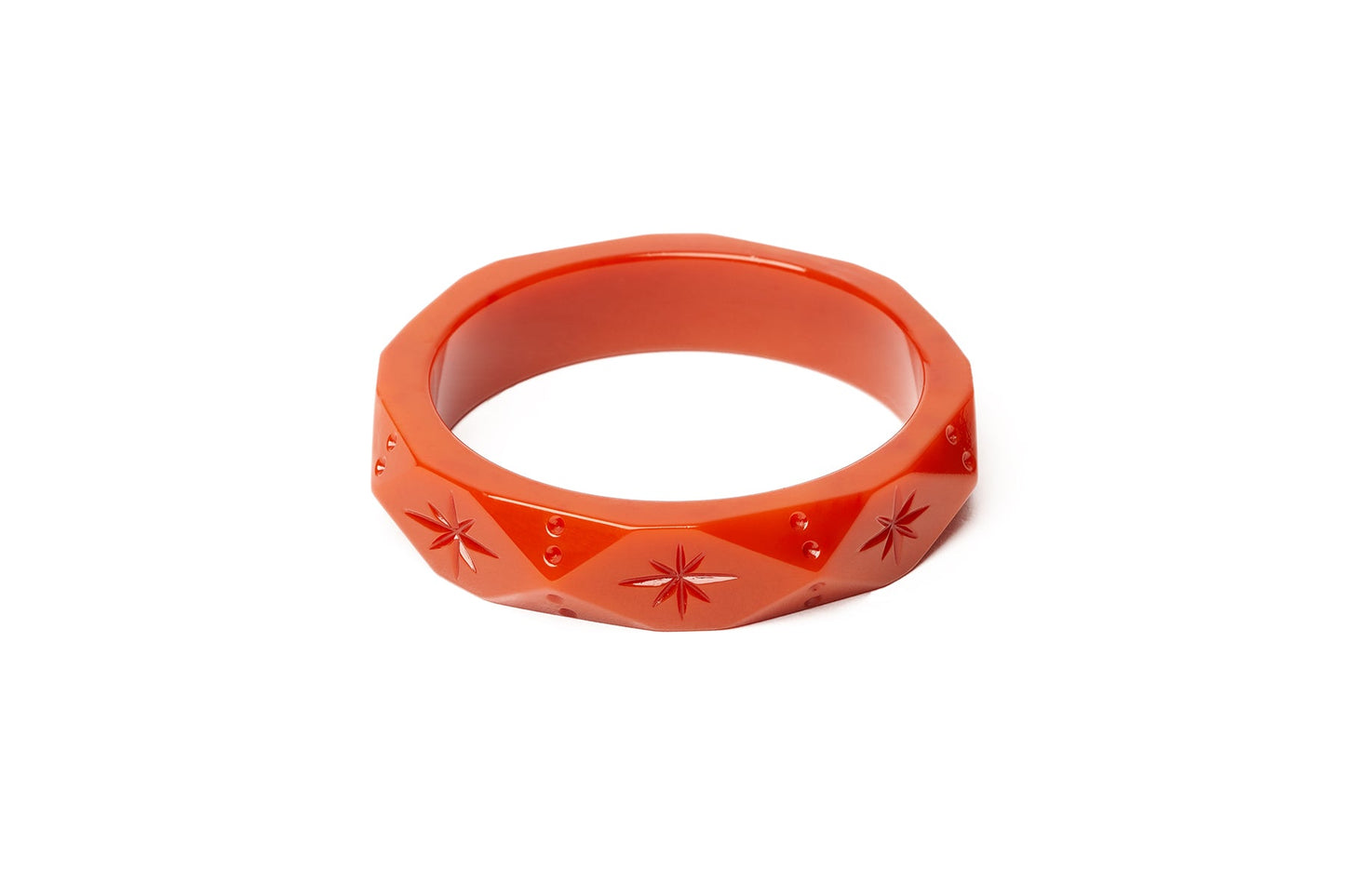 Splendette vintage inspired 1960s style orange fakelite Midi Rust Bangle