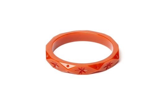 Splendette vintage inspired 1960s style orange fakelite Narrow Rust Bangle