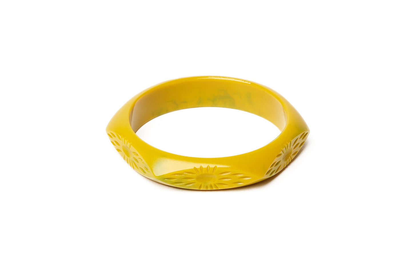 Splendette vintage inspired Bakelite style yellow fakelite Midi Citrine Bangle