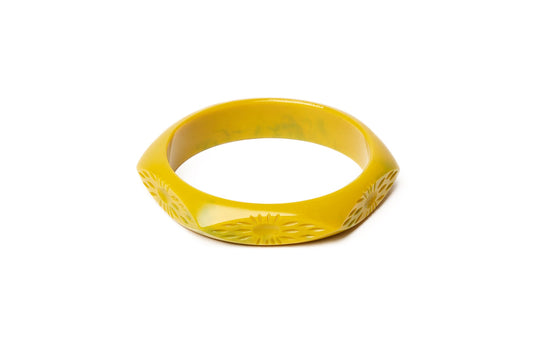 Splendette vintage inspired Bakelite style yellow fakelite Midi Citrine Bangle
