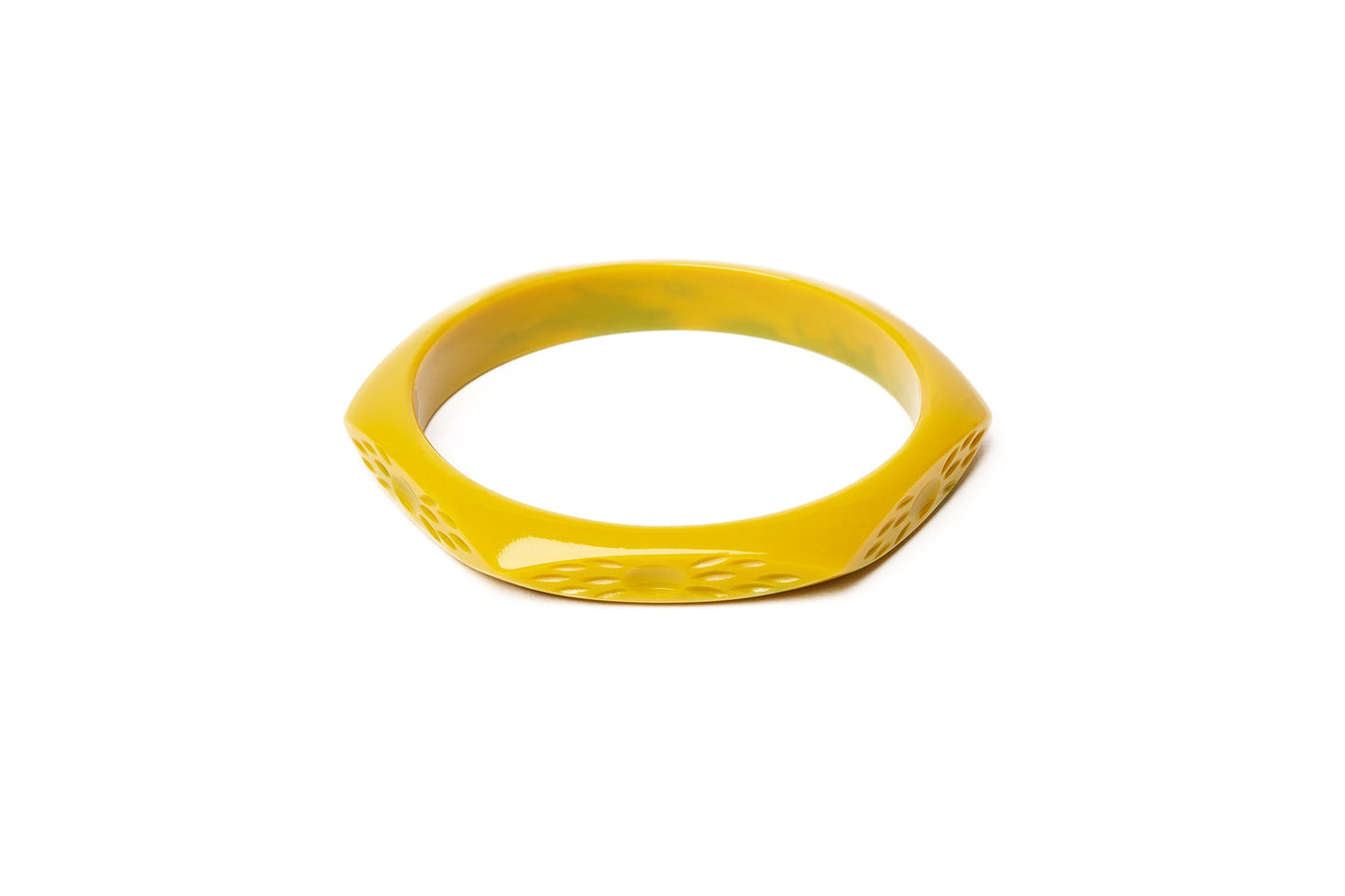 Splendette vintage inspired Bakelite style yellow fakelite Narrow Citrine Bangle