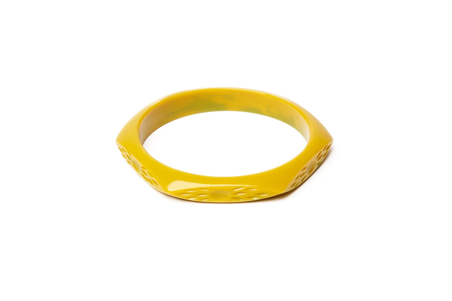 Splendette vintage inspired Bakelite style yellow fakelite Narrow Citrine Bangle