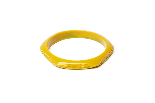 Splendette vintage inspired Bakelite style yellow fakelite Narrow Citrine Bangle