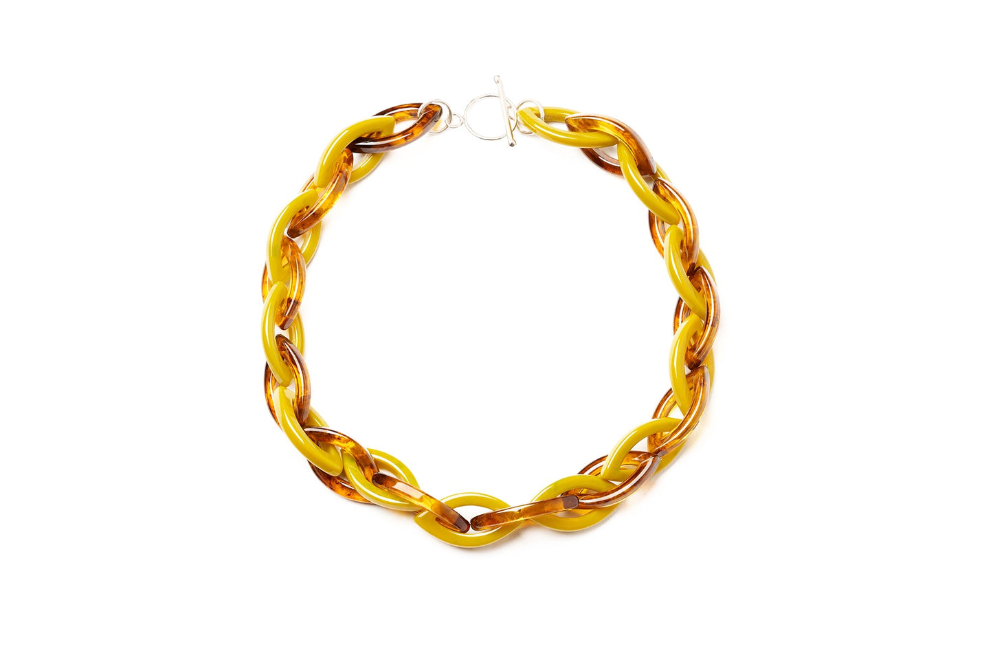 Splendette vintage inspired Bakelite style yellow and brown tortoiseshell fakelite Citrine Necklace