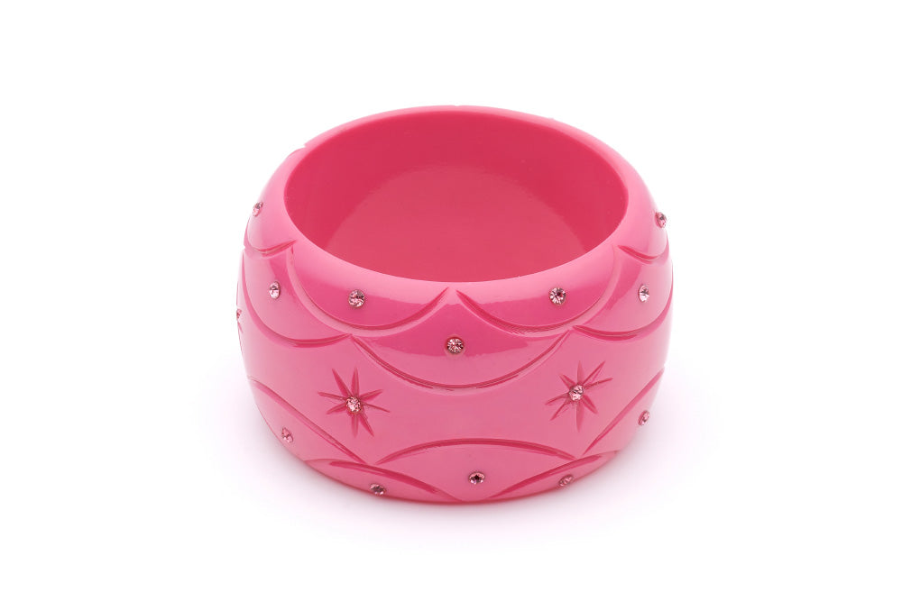 Splendette vintage inspired  pink fakelite charity range Extra Wide Cancer Awareness Bangle