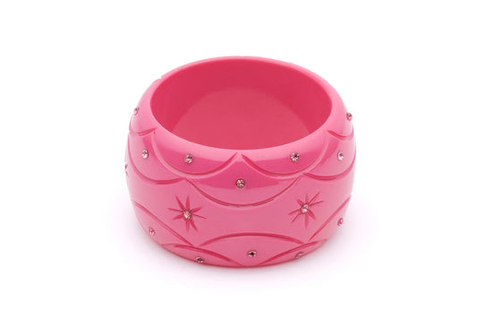 Splendette vintage inspired  pink fakelite charity range Extra Wide Cancer Awareness Bangle