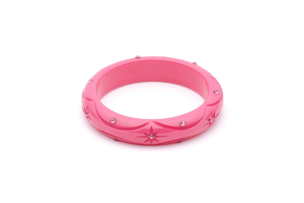 Splendette vintage inspired pink fakelite charity range Midi Cancer Awareness Bangle