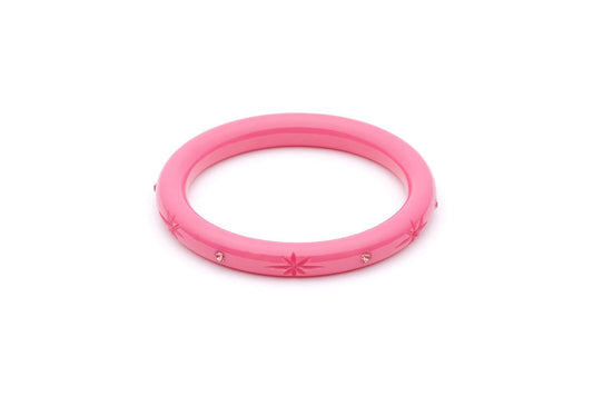 Splendette vintage inspired pink fakelite charity range Narrow Cancer Awareness Bangle