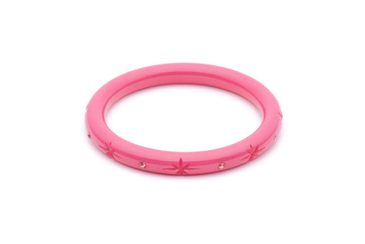 Splendette vintage inspired pink fakelite charity range large size Narrow Cancer Awareness Duchess Bangle