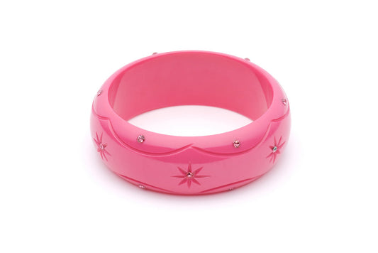 Splendette vintage inspired pink fakelite charity range large size Wide Cancer Awareness Duchess Bangle