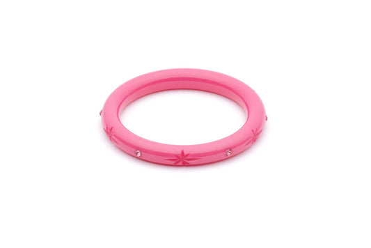 Splendette vintage inspired pink fakelite charity range small size Narrow Cancer Awareness Maiden Bangle