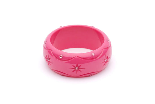 Splendette vintage inspired pink fakelite charity range small size Wide Cancer Awareness Maiden Bangle