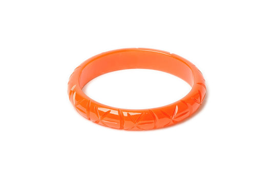 Splendette vintage inspired 1940s style carved orange large size Midi Paprika Fakelite Duchess Bangle