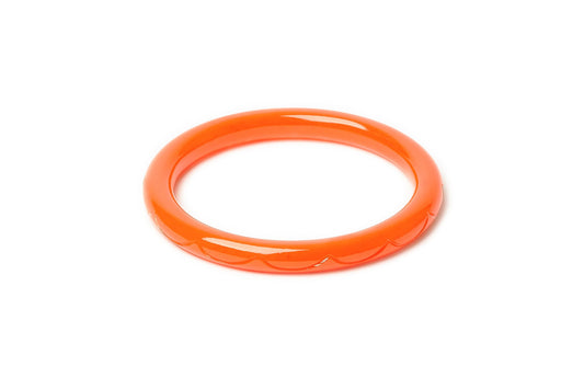 Splendette vintage inspired 1940s style carved orange large size Narrow Paprika Fakelite Duchess Bangle