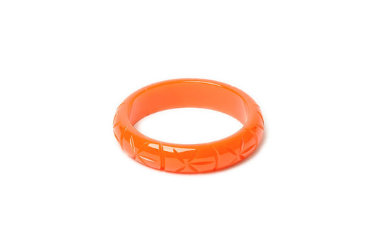 Splendette vintage inspired 1940s style carved orange small size Midi Paprika Fakelite Maiden Bangle