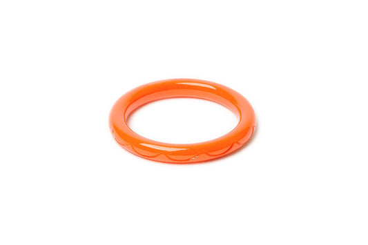 Splendette vintage inspired 1940s style carved orange small size Narrow Paprika Fakelite Maiden Bangle