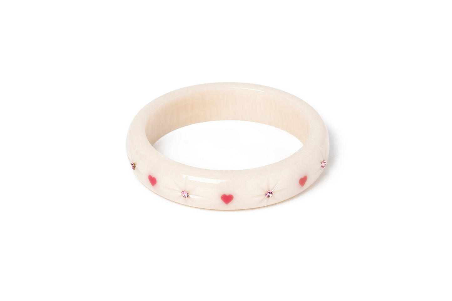 Splendette vintage inspired 1950s style cure carved white fakelite Midi Sugar Starburst Bangle