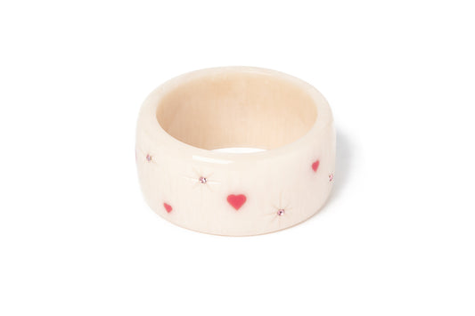 Splendette vintage inspired 1950s style cure carved white fakelite Extra Wide Sugar Starburst Bangle
