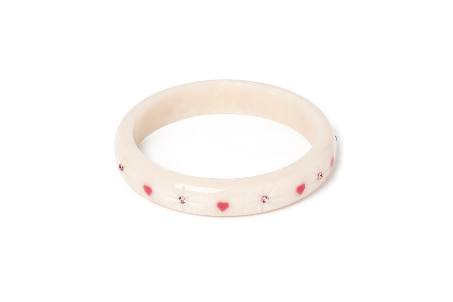 Splendette vintage inspired 1950s style cure carved white fakelite larger size Midi Sugar Starburst Duchess Bangle
