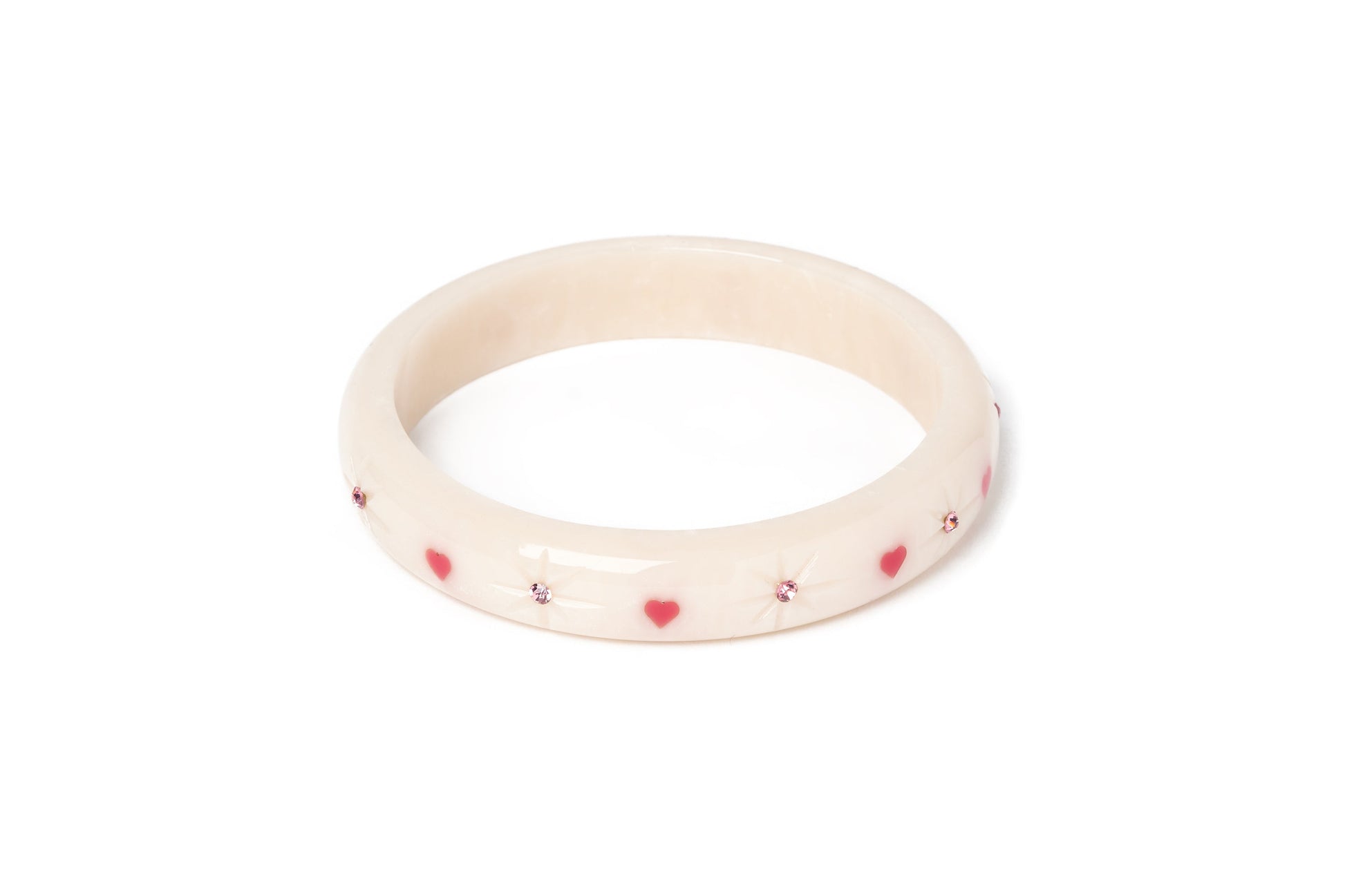 Splendette vintage inspired 1950s style cure carved white fakelite larger size Midi Sugar Starburst Duchess Bangle
