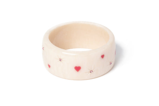 Splendette vintage inspired 1950s style cure carved white fakelite large size Extra Wide Sugar Starburst Duchess Bangle