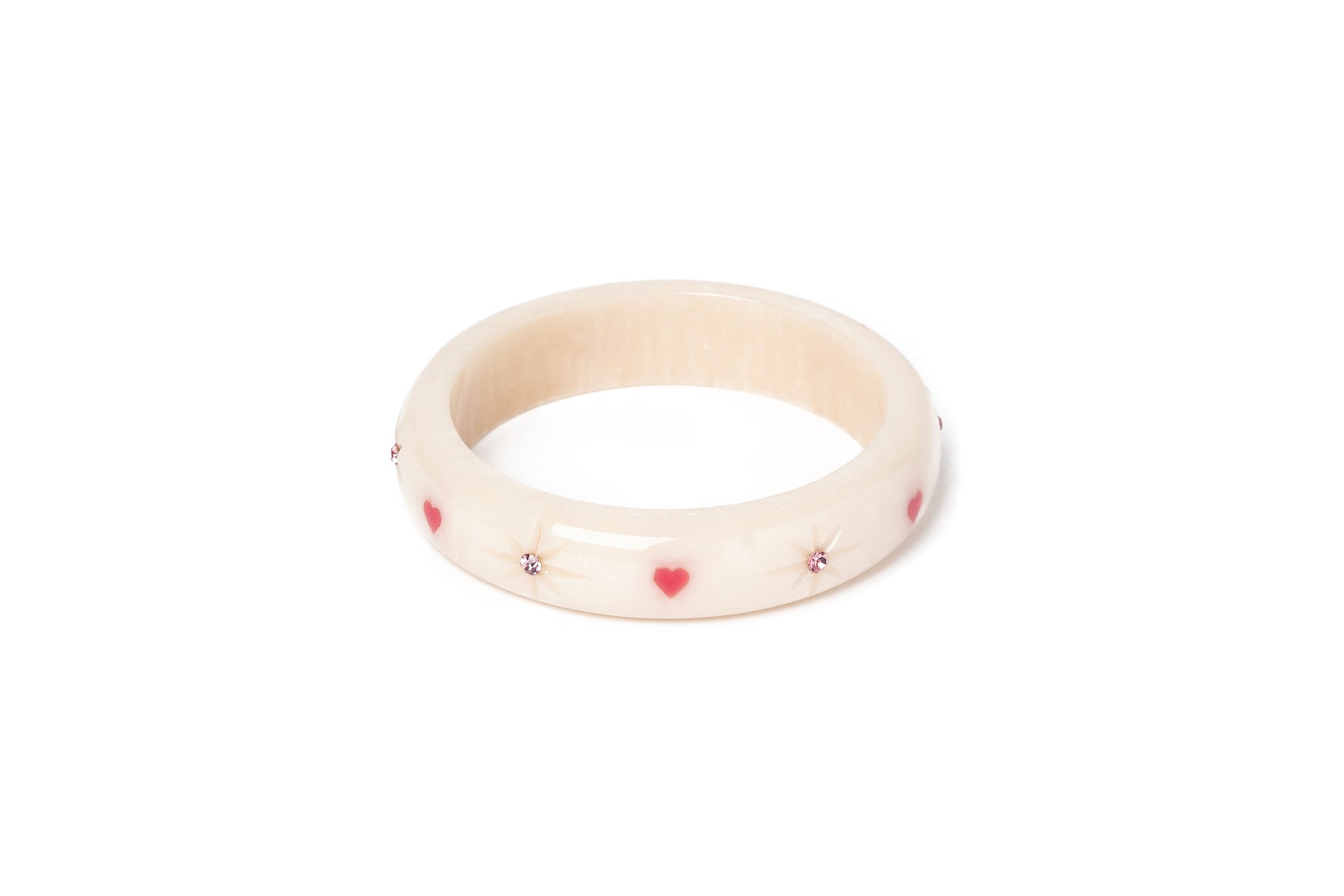 Splendette vintage inspired 1950s style cure carved white fakelite smaller size Midi Sugar Starburst Maiden Bangle
