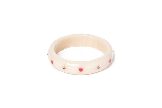 Splendette vintage inspired 1950s style cure carved white fakelite smaller size Midi Sugar Starburst Maiden Bangle