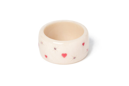 Splendette vintage inspired 1950s style cure carved white fakelite small size Extra Wide Sugar Starburst Maiden Bangle