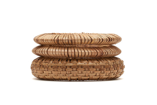 Splendette vintage inspired 1940s 1950s tropical style Light Woven Bangle Set of Three