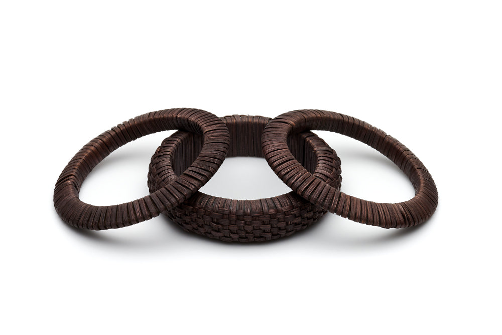 Splendette vintage inspired 1940s 1950s tropical style Dark Woven Bangle Set of Three