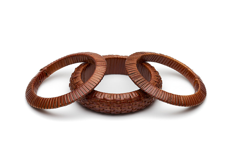Splendette vintage inspired 1940s 1950s tropical style Mid Woven Bangle Set of Three