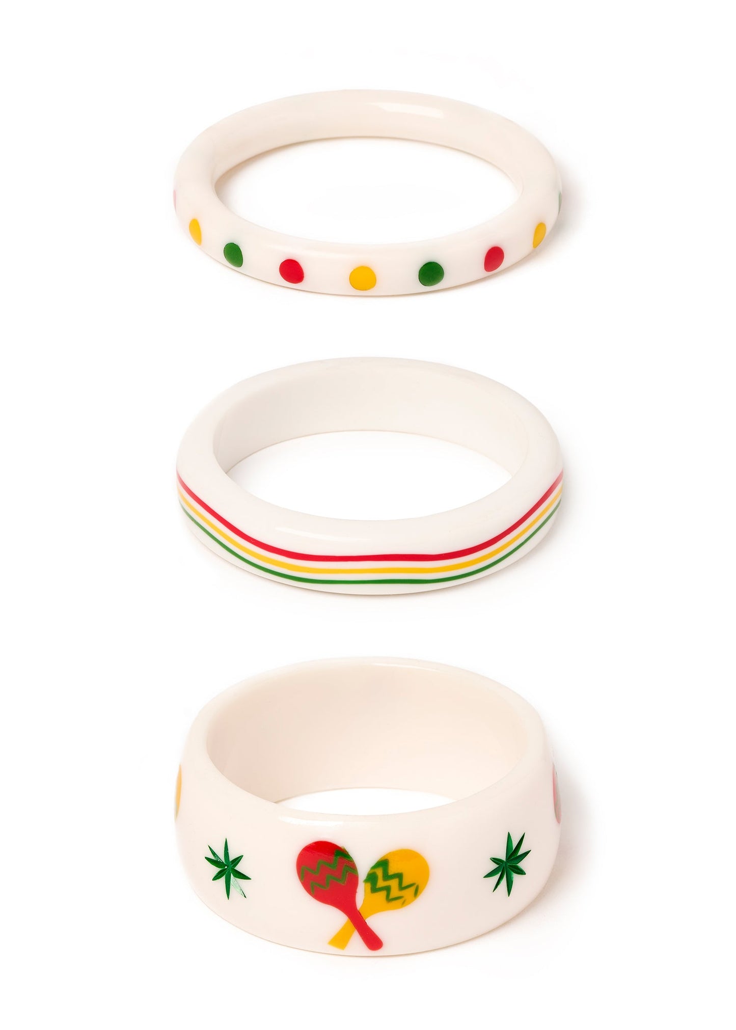 Maracas White Bangles Set of 3