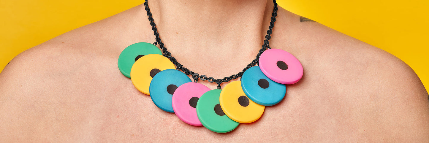 Multicoloured Matte Disc Necklace