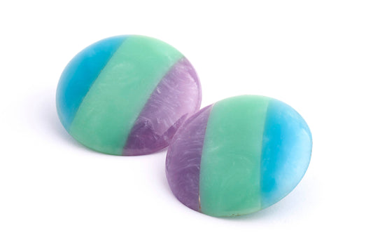 Frosty Stripe Button Earrings