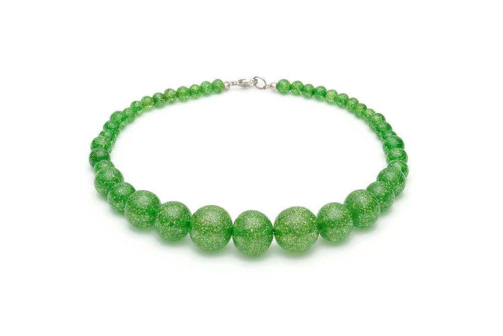 Archive - Leaf Green Glitter Bead Necklace