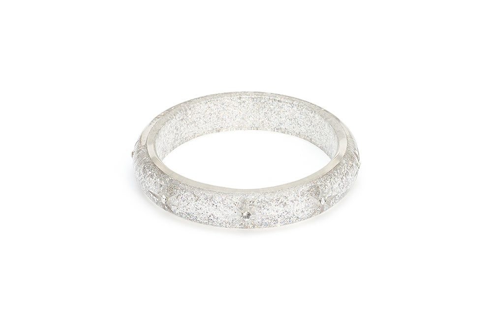 Midi Carved Silver Glitter Bangle