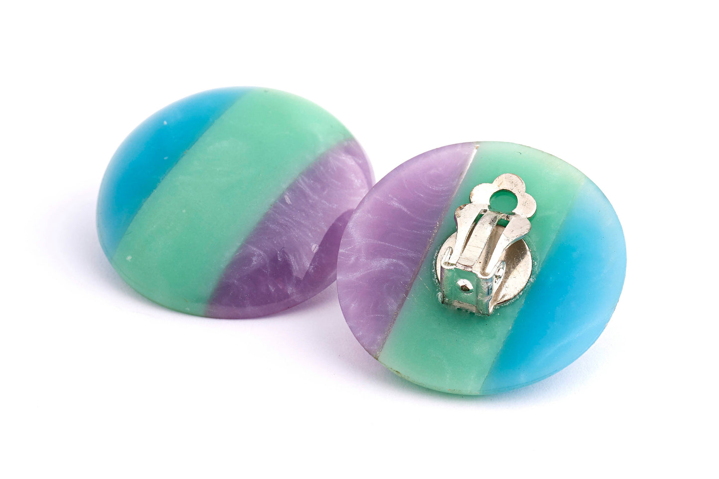 Frosty Stripe Button Earrings