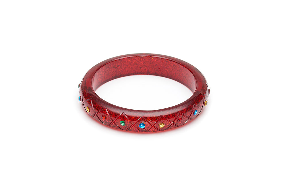 Midi Rainbow Jewel Carved Ruby Glitter Bangle